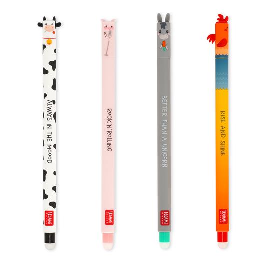 Set 4 penne gel cancellabili Legami - Farm Sweet Farm