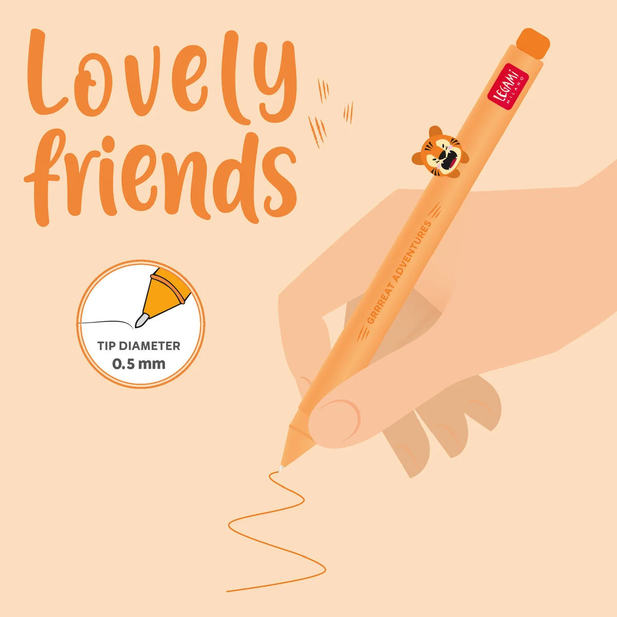 Penna Gel con Animaletto Decorativo Tiger "Grrreat Adventures" - Lovely Friends