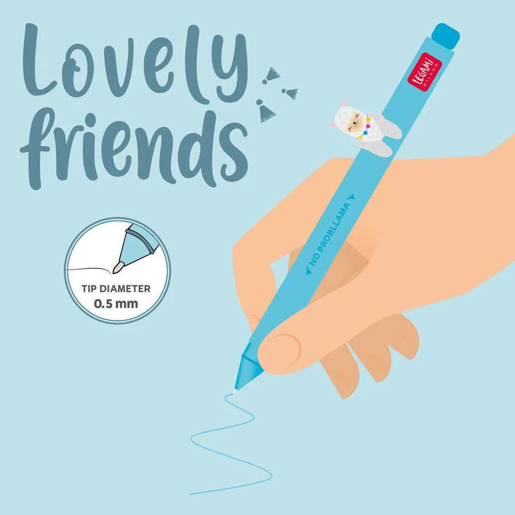 Penna Gel con Animaletto Decorativo Llama "No Probllama" - Lovely Friends