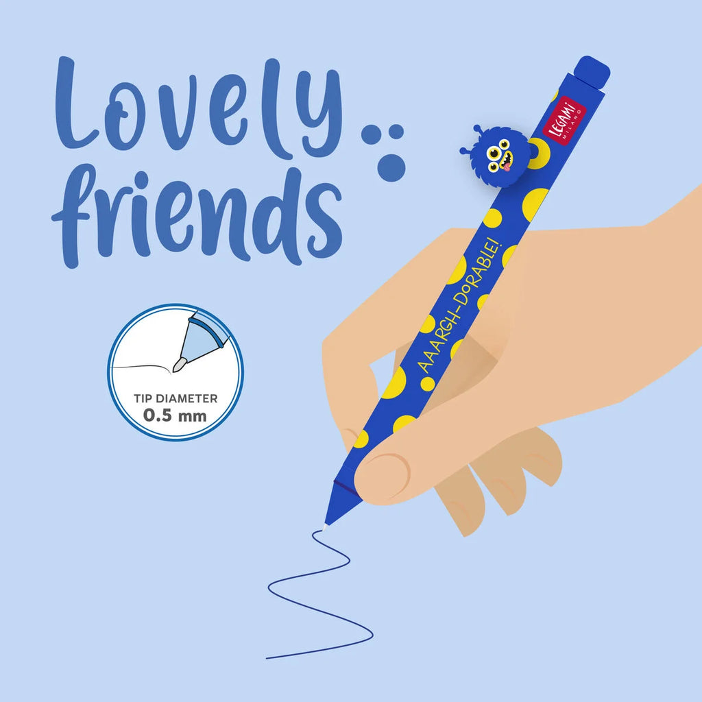 Penna Gel con Animaletto Decorativo Monster "Aaargh-dorable!" - Lovely Friends