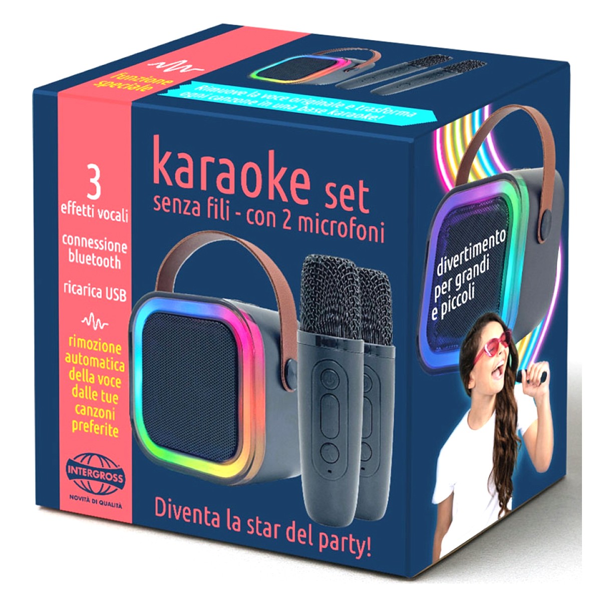 Cassa Karaoke Bluetooth con 2 microfoni