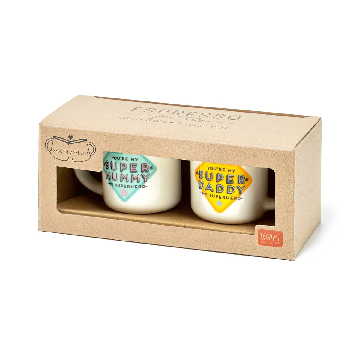 Set di 2 Tazzine da Caffè - Super Mummy and Super Daddy - Espresso For Two