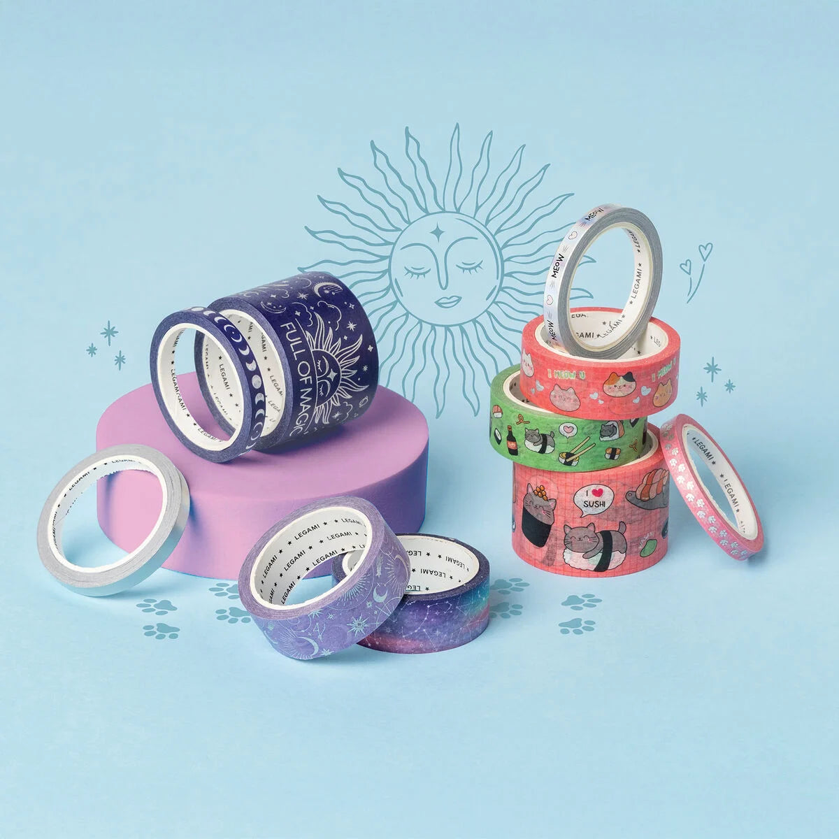 Set di 5 Nastri Adesivi Decorativi di Carta Kitty - Tape By Tape