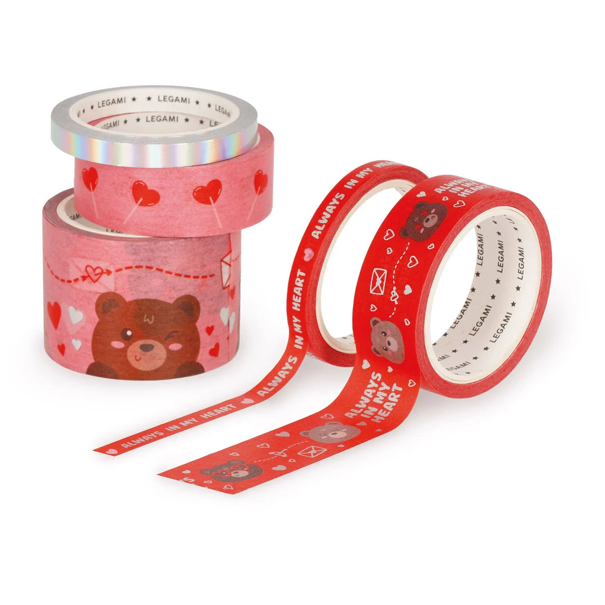 Set di 5 Nastri Adesivi Decorativi di Carta Teddy Bear - Tape By Tape