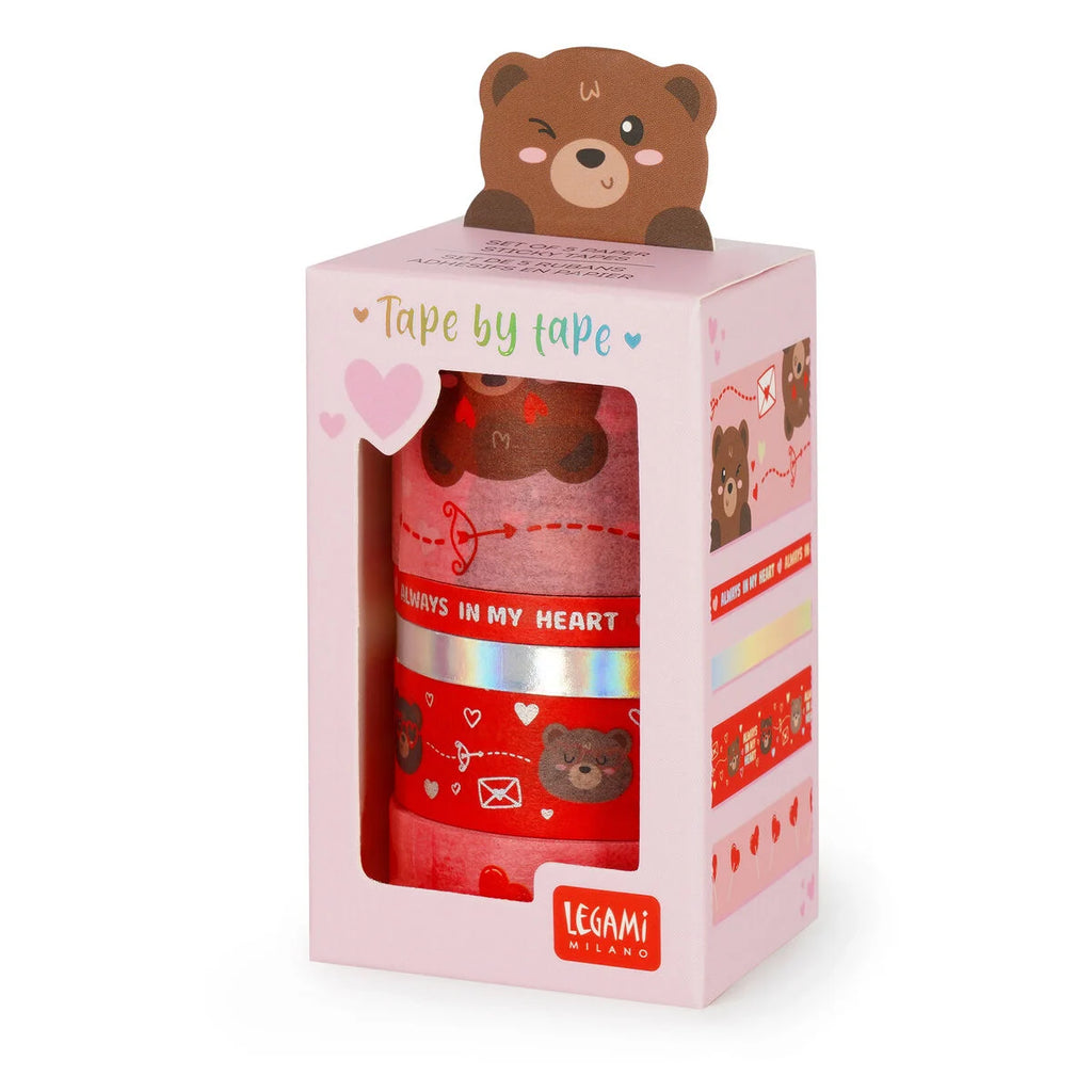 Set di 5 Nastri Adesivi Decorativi di Carta Teddy Bear - Tape By Tape
