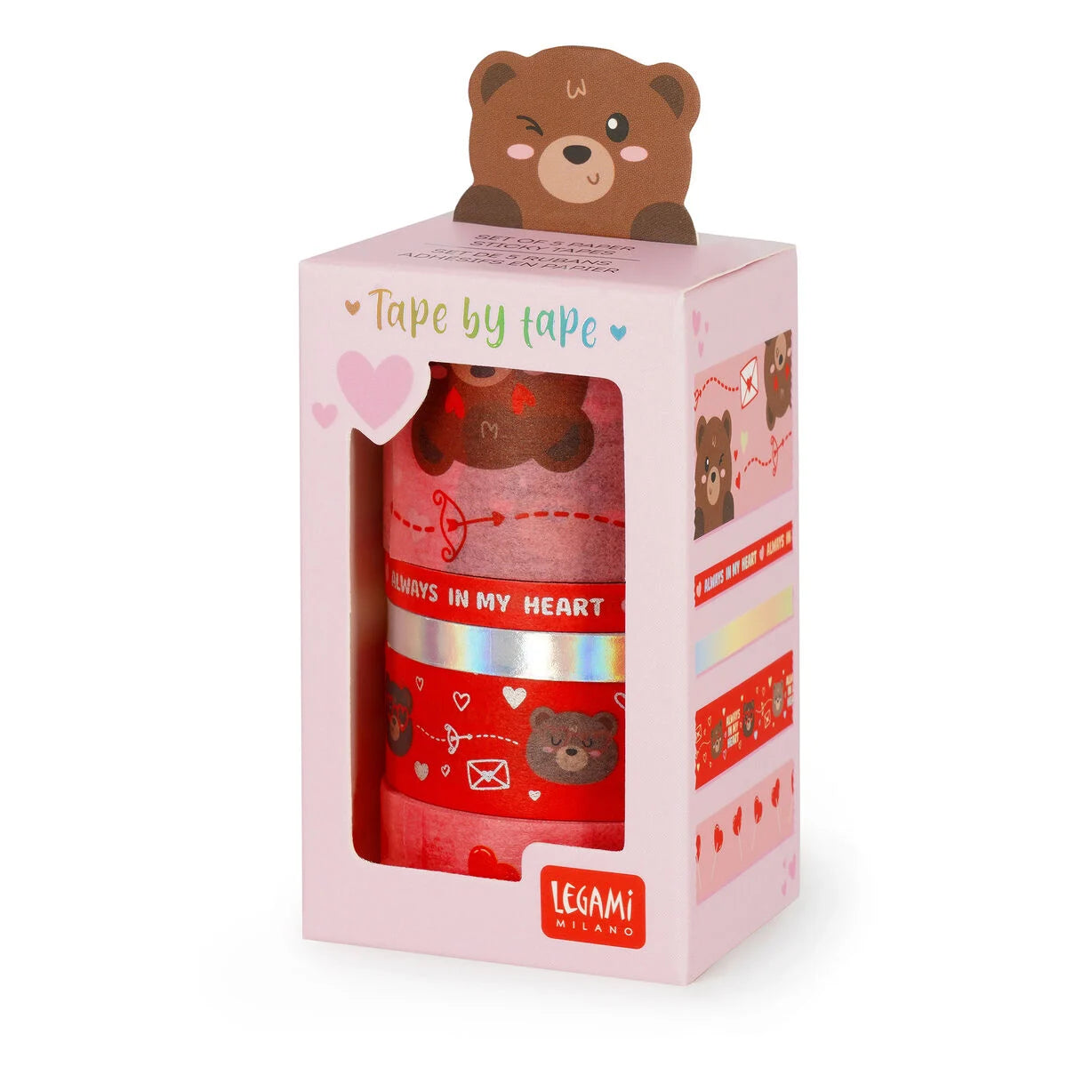 Set di 5 Nastri Adesivi Decorativi di Carta Teddy Bear - Tape By Tape