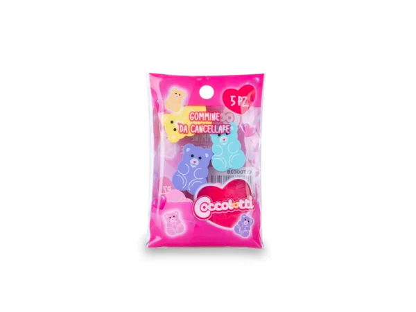Bustina 5 mini gomme da cancellare Coccolotti