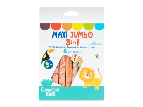 Set 6 matite colorate Maxi Jumbo 3 in 1