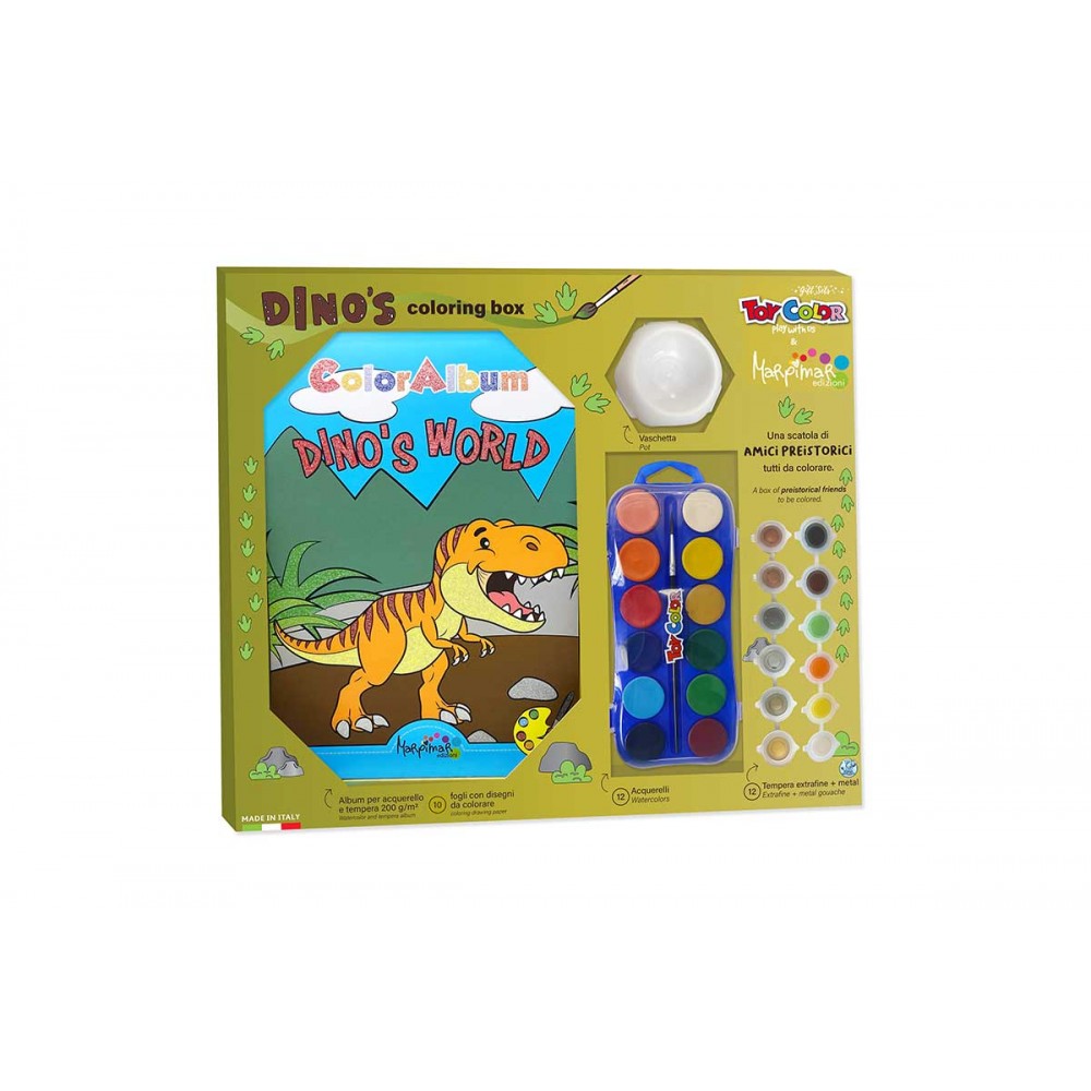 Set Album Da Colorare Dino's Coloring Box Toy Color Gift Set